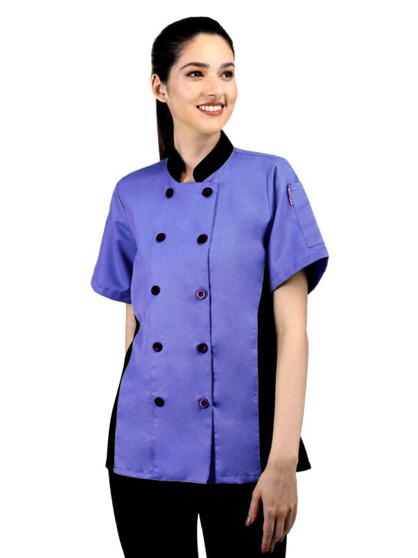 Short Sleeves side Mesh Vented Chef Coat Jacket Uniform for Women Food Service, Caterers, Bakers and Culinary Professional